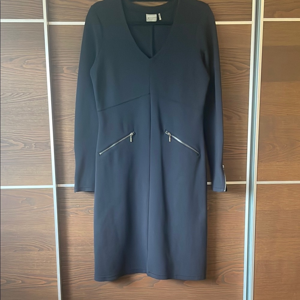Athleta Black Sheath Dress V-Neck Long Sleeve Work